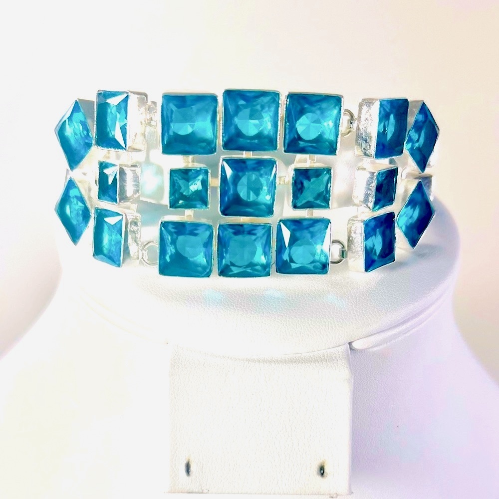 Blue Topaz Large 925 Synthetic Gemstone Bracelet